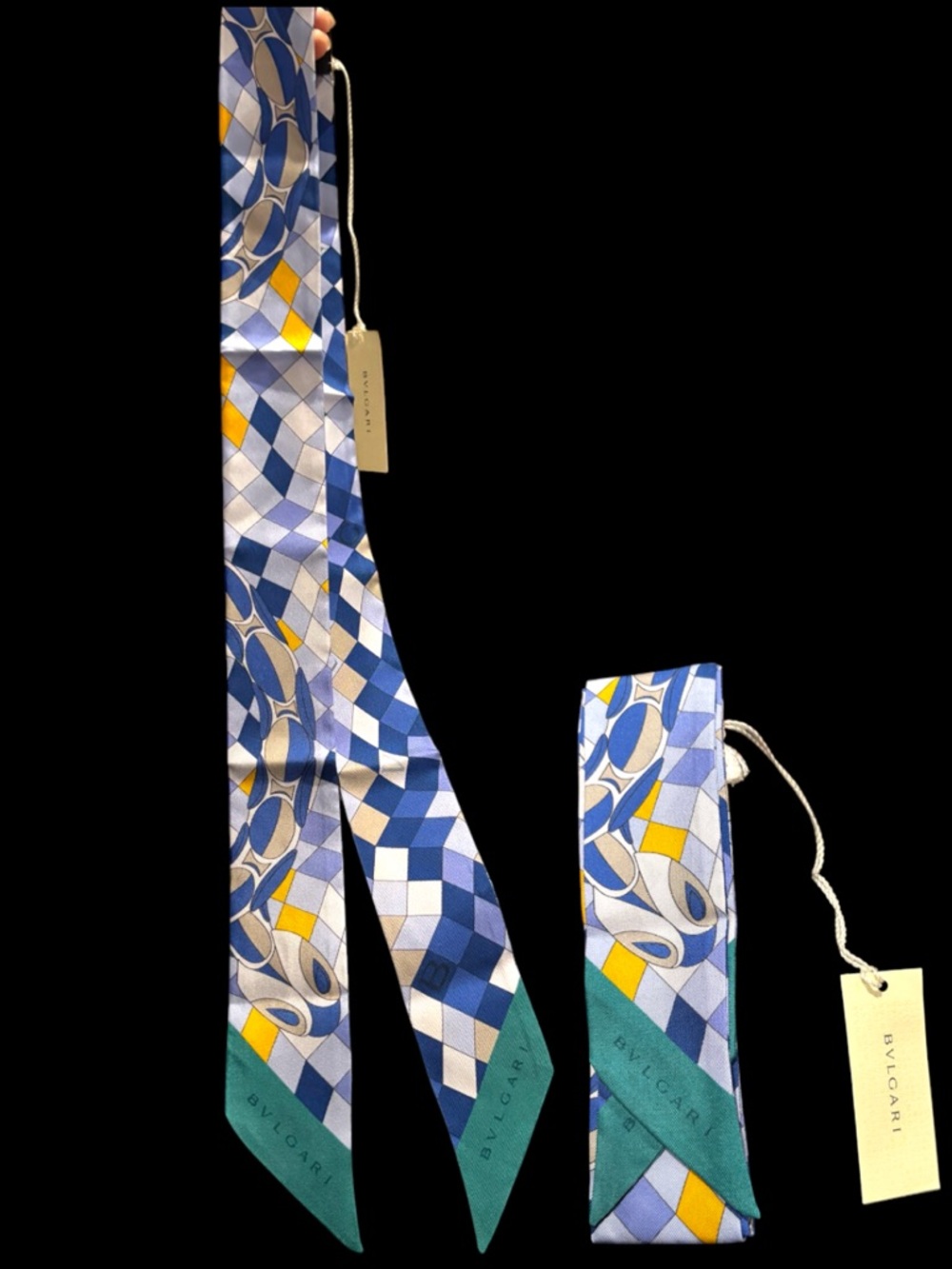 NWT BVLGARI Shelley (twilly) blue pattern with snake